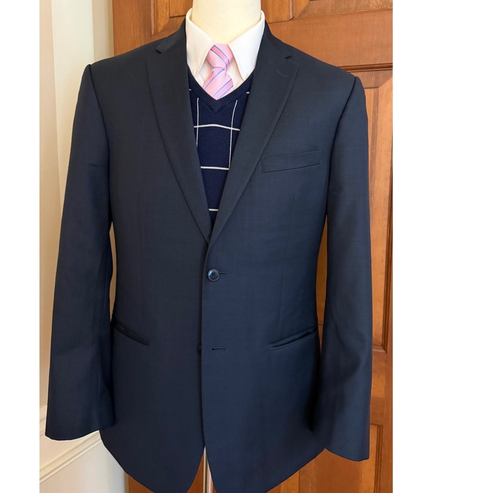 Jos. A. Bank Slim-Fit Blazer Mens 40R Blue‎ Wool Two-Button Sport Coat Jacket - Picture 5 of 15